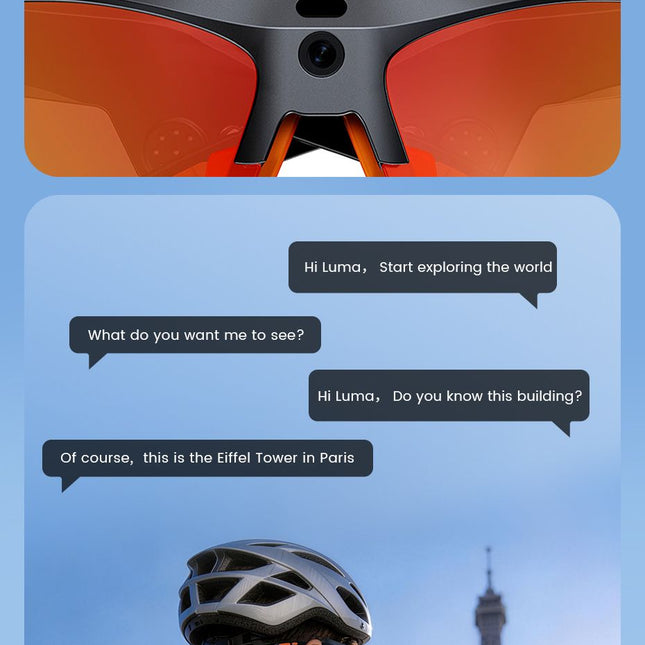 E08 Smart Bluetooth Cycling Sunglasses with Camera, UV400 Outdoor Sports Glasses，orange