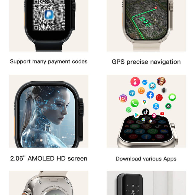 UltraAi3 5G Smart Watch, Retractable Rotating Camera，silver