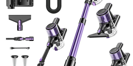 Cordless Vacuum Cleaner, 10 in 1 Stick Vacuum with Powerful Suction, Hose, Green LED Light, Anti-Tangle Brush, 55Kpa Lightweight Rechargeable Vacuum Cleaner for Home, Hardwood Floors, Carpets, Pet Hair.