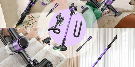 Cordless Vacuum Cleaner, 10 in 1 Stick Vacuum with Powerful Suction, Hose, Green LED Light, Anti-Tangle Brush, 55Kpa Lightweight Rechargeable Vacuum Cleaner for Home, Hardwood Floors, Carpets, Pet Hair.