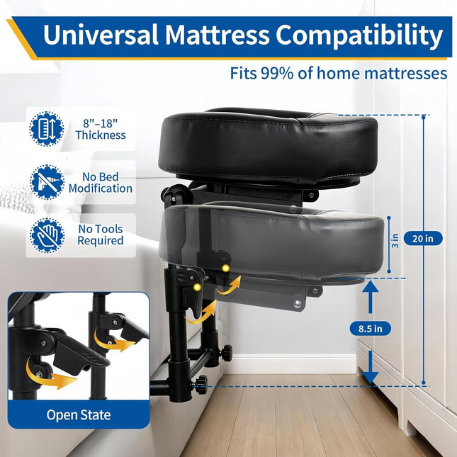Head Rest for Mattress Home Massage Kit with Storage Bag Adjustable Height Face Down Pillow Multi Function Comfortable for Home Massage, Beauty Bed & Post-Surgery Recovery (Black)