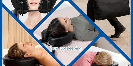 Head Rest for Mattress Home Massage Kit with Storage Bag Adjustable Height Face Down Pillow Multi Function Comfortable for Home Massage, Beauty Bed & Post-Surgery Recovery (Black)