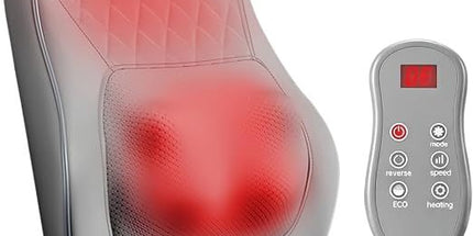 Shiatsu Neck Massager with Heat and Remote,3D Kneading Back Massager, Massage Pillow for Back,Shoulder, Leg for Pain Relief, Gifts for Men Women Mom Dad, at Home Office and Car(Gray)