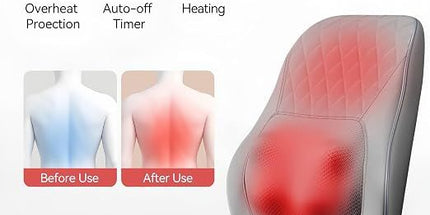 Shiatsu Neck Massager with Heat and Remote,3D Kneading Back Massager, Massage Pillow for Back,Shoulder, Leg for Pain Relief, Gifts for Men Women Mom Dad, at Home Office and Car(Gray)