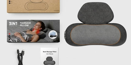 Ergonomic Memory Foam Neck and Shoulder Massage Pillow with Vibration, Infrared Heat, and Airbag Traction for Home Relaxation and Muscle Stress Relief (Grey) Tyack eCommerce Solutions