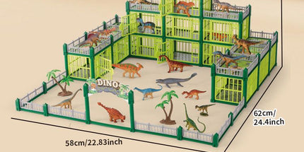 DIY Jurassic Theme Park Building Set for Kids, Creative Dinosaur Arena Toy with Realistic Dinosaurs and Palm Trees, Educational Playset for Ages 3+ to Build and Explore (137PCS, Brown)