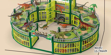 DIY Jurassic Theme Park Building Set for Kids, Creative Dinosaur Arena Toy with Realistic Dinosaurs and Palm Trees, Educational Playset for Ages 3+ to Build and Explore (215PCS, Green)