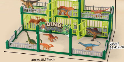 DIY Jurassic Theme Park Building Set for Kids, Creative Dinosaur Arena Toy with Realistic Dinosaurs and Palm Trees, Educational Playset for Ages 3+ to Build and Explore (215PCS, Green)