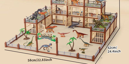 DIY Jurassic Theme Park Building Set for Kids, Creative Dinosaur Arena Toy with Realistic Dinosaurs and Palm Trees, Educational Playset for Ages 3+ to Build and Explore (215PCS, Green)