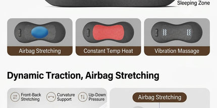 Three-in-One Smart Lumbar Massage Pillow with Airbag Stretch Support, Vibration Massage, and Constant Warm Heat for Home Relaxation and Sleep Comfort (Grey) Tyack eCommerce Solutions
