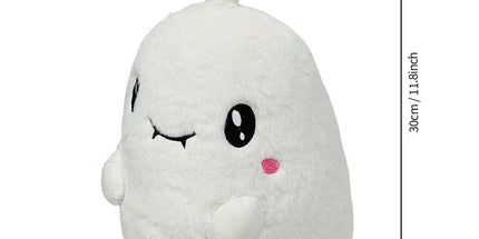 USB-Powered Plush Heating Pad, Cartoon Ghost Design, Soft Warm Stuffed Toy for Home, Office, and Travel, Perfect Cozy Gift for Halloween and Cold Days (White)