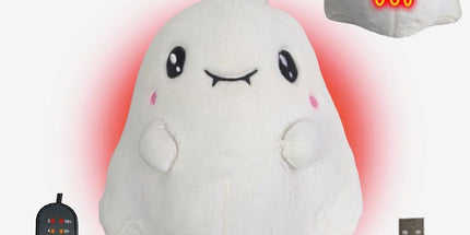 USB-Powered Plush Heating Pad, Cartoon Ghost Design, Soft Warm Stuffed Toy for Home, Office, and Travel, Perfect Cozy Gift for Halloween and Cold Days (White)