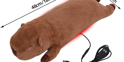 USB-Powered Capybara Plush Heating Pillow – Cute Cartoon Animal Design for Warmth and Comfort, Perfect for Belly, Waist, and Neck Heat Therapy, Ideal as a Cozy Hugging Companion for Home and Office Use (Brown)