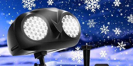 LED Snowflake Projection Owl Light, Dual Lens Dynamic Snowfall Effect for Indoor Christmas Decor and Outdoor Garden Waterproof Landscape Lighting (Black)