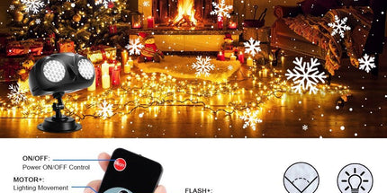 LED Snowflake Projection Owl Light, Dual Lens Dynamic Snowfall Effect for Indoor Christmas Decor and Outdoor Garden Waterproof Landscape Lighting (Black)