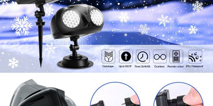 LED Snowflake Projection Owl Light, Dual Lens Dynamic Snowfall Effect for Indoor Christmas Decor and Outdoor Garden Waterproof Landscape Lighting (Black)