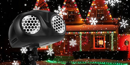 LED Snowflake Projection Owl Light, Dual Lens Dynamic Snowfall Effect for Indoor Christmas Decor and Outdoor Garden Waterproof Landscape Lighting (Black)