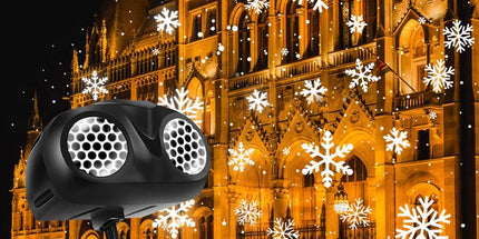 LED Snowflake Projection Owl Light, Dual Lens Dynamic Snowfall Effect for Indoor Christmas Decor and Outdoor Garden Waterproof Landscape Lighting (Black)