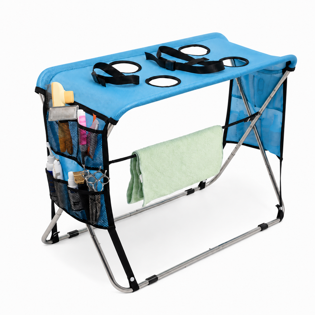 Portable Foldable Pet Grooming Table with Adjustable Restraint Loops – Ideal for Bathing, Drying, Nail Trimming, Ear Cleaning & Full Coat Care for Small to Medium Cats and Dogs (Grey)