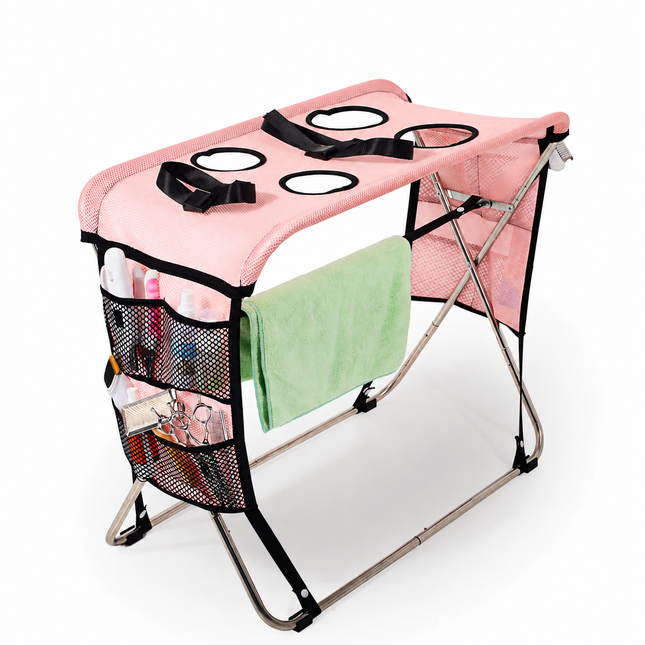 Portable Foldable Pet Grooming Table with Adjustable Restraint Loops – Ideal for Bathing, Drying, Nail Trimming, Ear Cleaning & Full Coat Care for Small to Medium Cats and Dogs (Grey)
