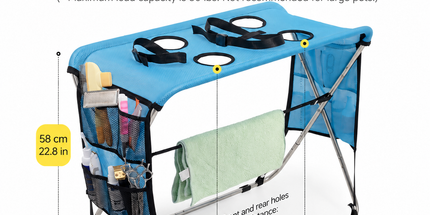 Portable Foldable Pet Grooming Table with Adjustable Restraint Loops – Ideal for Bathing, Drying, Nail Trimming, Ear Cleaning & Full Coat Care for Small to Medium Cats and Dogs (Pink)