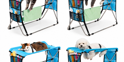 Portable Foldable Pet Grooming Table with Adjustable Restraint Loops – Ideal for Bathing, Drying, Nail Trimming, Ear Cleaning & Full Coat Care for Small to Medium Cats and Dogs (Pink)