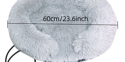 USB-Powered Heated Round Pet Bed with Removable Washable Cover, 5-Level Temperature and Timer Control, Cozy Plush Warming Nest for Small Dogs and Cats Indoor Winter Use (Grey, 70cm) Tyack eCommerce Solutions