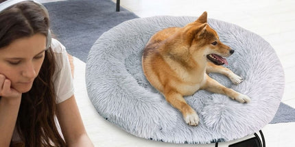 USB-Powered Heated Round Pet Bed with Removable Washable Cover, 5-Level Temperature and Timer Control, Cozy Plush Warming Nest for Small Dogs and Cats Indoor Winter Use (Grey, 60cm) Tyack eCommerce Solutions