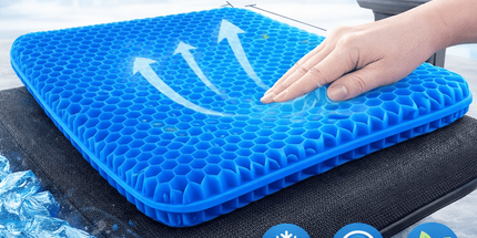 Ultra-Large Honeycomb Gel Seat Cushion – Soft, Breathable, and Cooling Pad for Office Chairs, Wheelchairs, and Home Use – Reduces Sweat and Pressure Discomfort, Lightweight and Adjustable for All-Season Comfort (Blue)