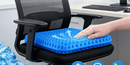 Ultra-Large Honeycomb Gel Seat Cushion – Soft, Breathable, and Cooling Pad for Office Chairs, Wheelchairs, and Home Use – Reduces Sweat and Pressure Discomfort, Lightweight and Adjustable for All-Season Comfort (Blue)
