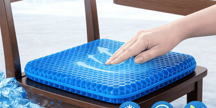Ultra-Large Honeycomb Gel Seat Cushion – Soft, Breathable, and Cooling Pad for Office Chairs, Wheelchairs, and Home Use – Reduces Sweat and Pressure Discomfort, Lightweight and Adjustable for All-Season Comfort (Blue)
