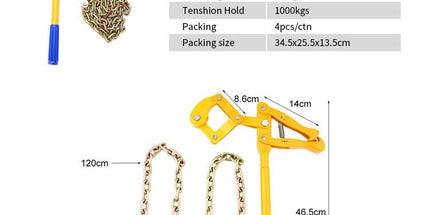 Heavy Duty Chain Ratchet Load Binder with 1000kg Pulling Capacity for Garden Fence Wire Tensioning and Outdoor Farm Repair Tasks (Yellow) Tyack eCommerce Solutions