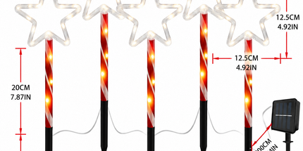 Solar Star Pathway Ground Spike Lights, 5-Pack Interconnected Warm Glow Christmas Decoration for Garden, Yard, and Festive Outdoor Atmosphere (3Sets)