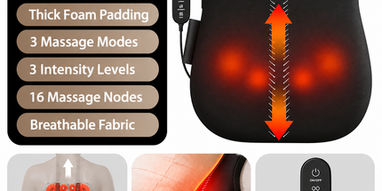 Ergonomic Walking Massage Lumbar Pillow with Soothing Heat and Adjustable Intensity for Home Sofa Relaxation and Back Comfort (Heating Pack Version) Tyack eCommerce Solutions