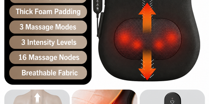 Ergonomic Walking Massage Lumbar Pillow with Soothing Heat and Adjustable Intensity for Home Sofa Relaxation and Back Comfort (Standard Version) Tyack eCommerce Solutions