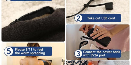 USB-Powered Heated Seat Cushion and Throw Blanket, Soft Flannel Fleece, Fast Heating with 3 Temperature Settings, Portable for Home, Office, Outdoor Use (135×45cm)