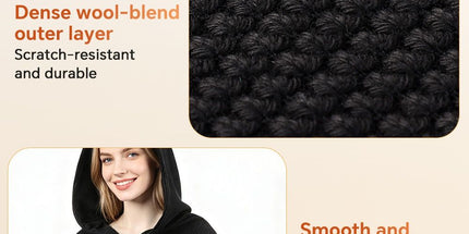 Graphene Heated Hooded Poncho Blanket – USB-Powered Wearable Shawl for Office, Home, Outdoor, and Travel with 3 Adjustable Temperature Settings and Soft Cotton Blend Fabric (Black)