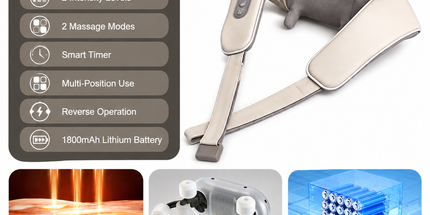 Wireless Mechanical Shawl Massager for Neck Shoulder Waist Leg Relaxation at Home Office Travel Portable Lightweight Design (Beige) Tyack eCommerce Solutions