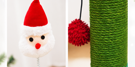 Christmas Candy Cane Cat Scratching Post - Durable Sisal, Plush Covered, Interactive Hanging Toy, Festive Red & Green, All-in-One Indoor Play Station for Feline Fun (33*55CM)