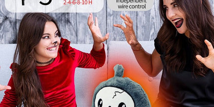 USB-Powered Plush Heating Pad with Cute Grim Reaper Design – Portable Warmth for Home, Office, Car, and Halloween-Themed Gifting (Grey)