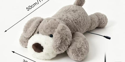 USB Heated Plush Dog Pillow – Soft Warm Stuffed Animal for Cozy Snuggling, Body Warmth & Relaxation at Home (Light Grey Schnauzer)