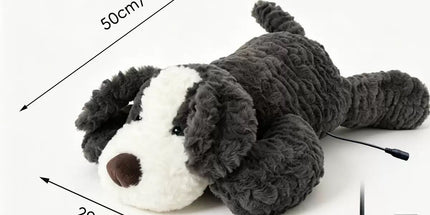 USB Heated Plush Dog Pillow – Soft Warm Stuffed Animal for Cozy Snuggling, Body Warmth & Relaxation at Home (Light Grey Schnauzer)