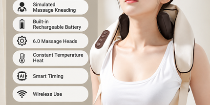 Wireless U-Shaped Neck and Shoulder Massager with Adjustable Strap for Home Office and Full Body Relaxation (Beige) Tyack eCommerce Solutions