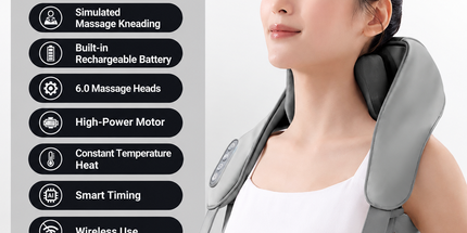 Wireless U-Shaped Neck and Shoulder Massager with Adjustable Strap for Home Office and Full Body Relaxation (Grey) Tyack eCommerce Solutions