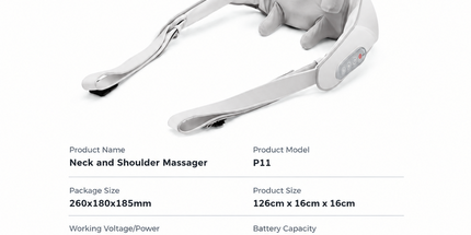 Wireless U-Shaped Neck and Shoulder Massager with Adjustable Strap for Home Office and Full Body Relaxation (Grey) Tyack eCommerce Solutions