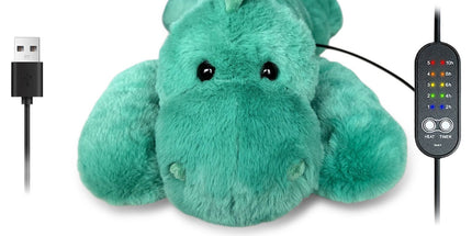 USB-Powered Dinosaur Plush Heating Pillow – Soft, Cuddly, and Warm for Cozy Lounging at Home, Office, or Car – Perfect for Belly, Back, or Lap Warmth (Green)