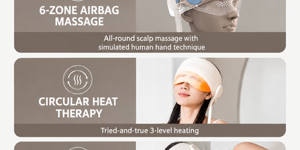 Head and Eye Wraparound Massager with Adjustable Strap and Handheld Controller for Home Relaxation, Daily Unwinding, and Travel Comfort (Beige) Tyack eCommerce Solutions