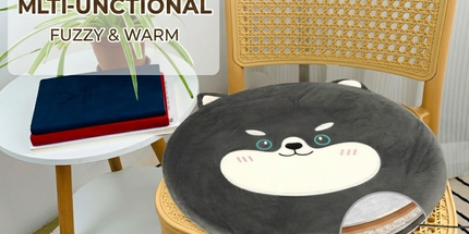 New Winter USB Heated Seat Cushion, Round Cartoon Design for Office and Home, Portable Warmth with Adjustable Temperature, Compatible with Power Banks and USB Ports (Husky)