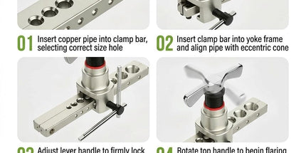 45° Eccentric Manual Copper Tube Expander Tool with Metric and Imperial Steel Clamp Plate for HVAC Refrigeration Condenser Piping Water Plumbing Installation and DIY Copper Pipe Projects (Silver, S) Tyack eCommerce Solutions