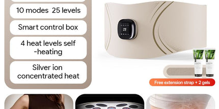 EMS Red Light Pulse Massage Belt with Heat, Portable Wearable Muscle Stimulator for Waist, Arm and Leg Relaxation at Office, Home and Gym (Pulse belt （Free extension strap + 2 gels）) Tyack eCommerce Solutions
